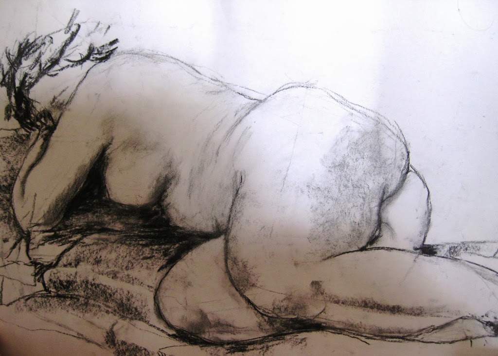 Reclining nude - charcoal on paper