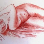 Life drawing - nude. Pastel on paper