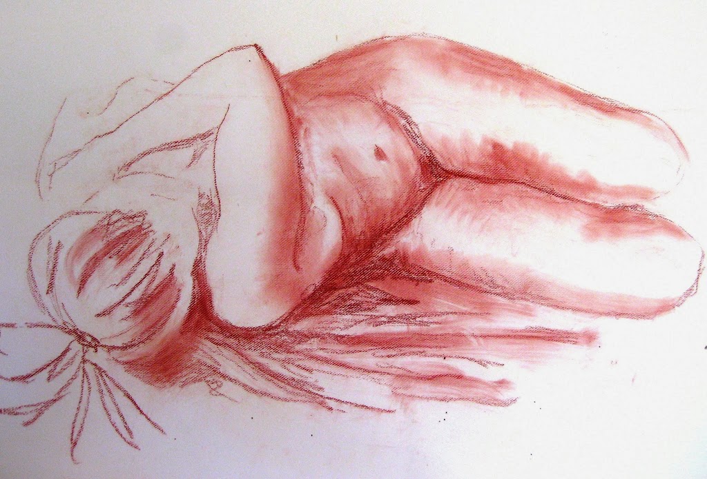 Life drawing - nude. Pastel on paper
