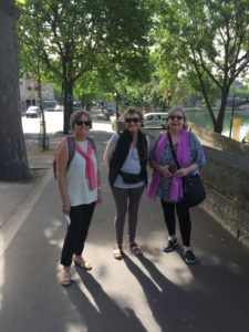 Me, Di and Ros walking along the Seine